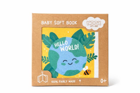 Zacht Babyboekje - Hello World - Fairly made van katoenen restmaterialen van Merkloos