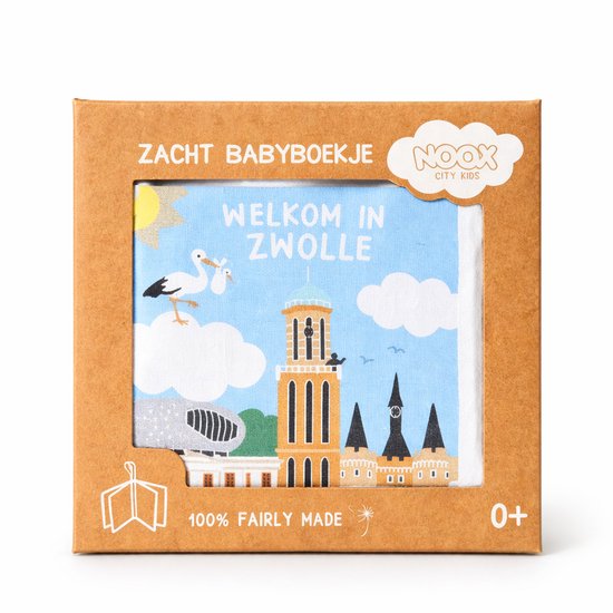 Zacht babyboekje Zwolle - fairly made - in mooie geschenkverpakking - duurzaam en origineel kraamcadeau van Merkloos