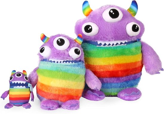 Zacht monster speelgoed - Knuffel set - Angst verminderen - Schrijf zorgen op - 3 maten - Paars