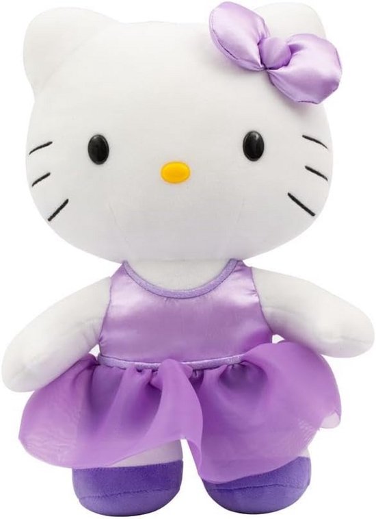 Zacht Pluche Knuffelbeest 30 cm met Modieuze Paarse Jurk
