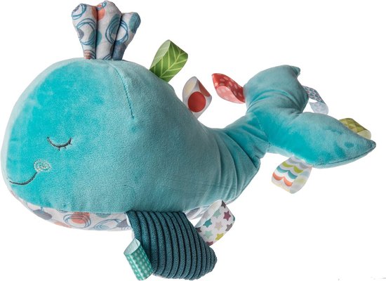 Zacht Pluche Knuffeldier Walvis met Tactiele Labels voor Baby's