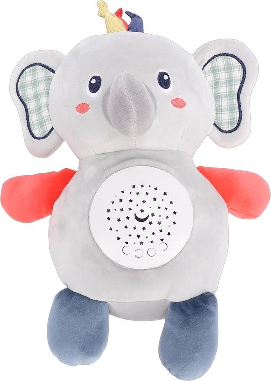 Zacht Pluche Olifantje - Knuffel Speeltje - Baby Slaaphulp - Met Kalmerende Muziek - 37 cm - Grijs