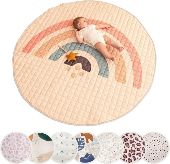 Zacht regenboogdesign boho-tapijt voor kinderen - groot 150 cm x 15 cm - gevoerd en antislip van Bonusthan