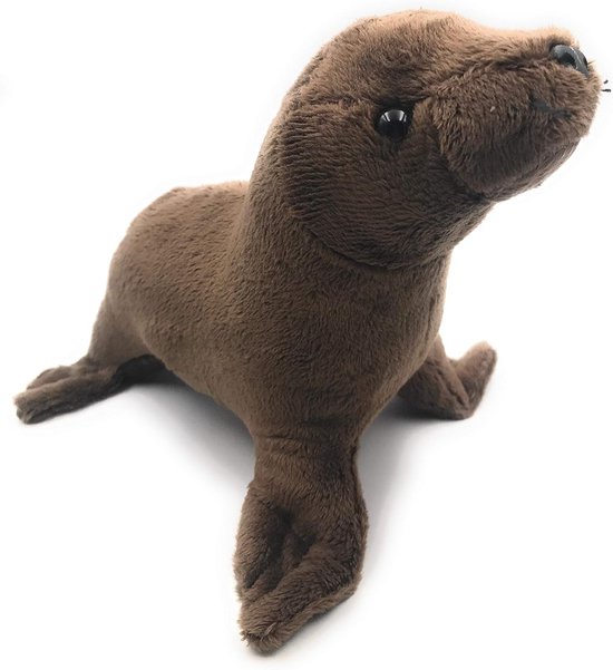 Zacht speelgoed dier - Knuffel zee leeuw - Spelen en knuffelen - Zittende positie - 20 cm - Bruin