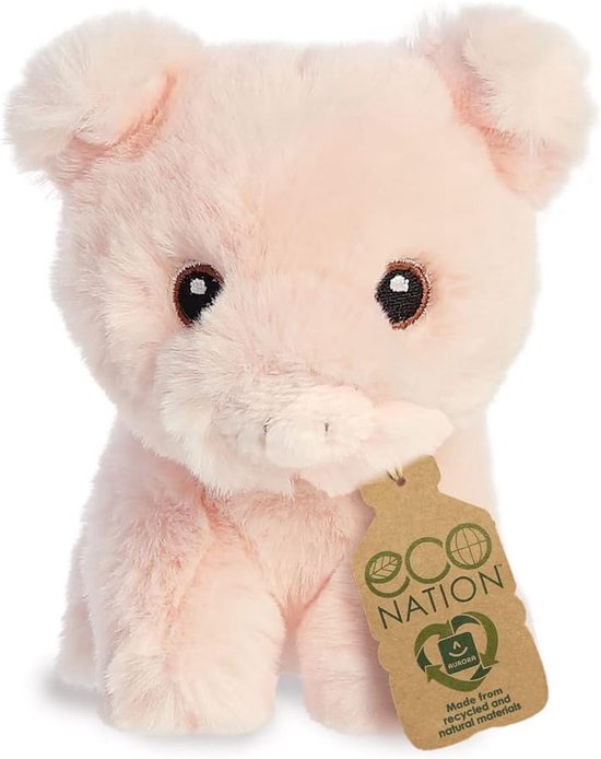 Zacht Speelgoed Varken - Knuffel Dier - Kinderspeelgoed - Gemaakt van gerecyclede materialen - 12 cm - Roze