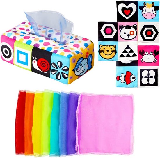Zacht speelgoed voor zuigelingen | Kleurrijke magische tissue box van Merkloos