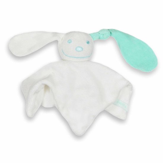 Zacht tutpopje / tutpoppetje - ecru, met mint oortje - zacht badstof van 100% katoen van Merkloos