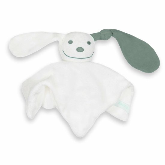 Zacht tutpopje / tutpoppetje - ecru, met stone green oortje - zacht badstof van 100% katoen - groen van Merkloos