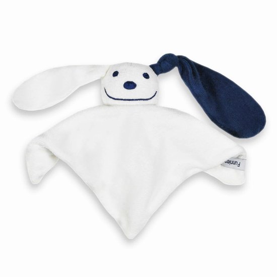 Zacht tutpopje / tutpoppetje - wit, met donker blauw oortje - zacht badstof van 100% katoen - navy van Merkloos