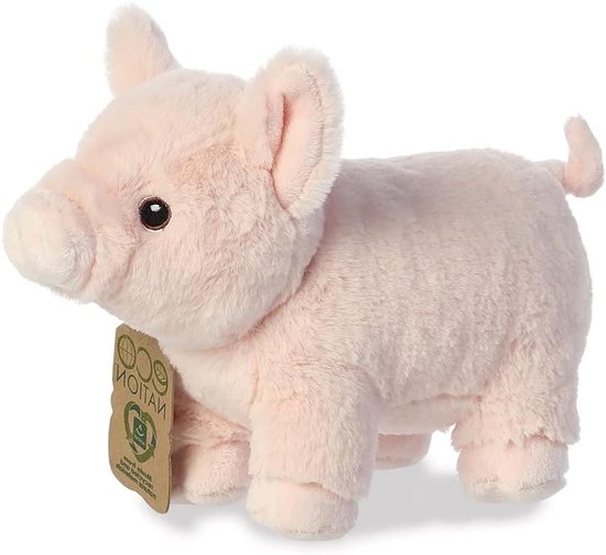 Zacht Varken - Knuffel Dier - Knuffelen en Spelen - Gemaakt van gerecycled materiaal - 9.5 Inch - Roze