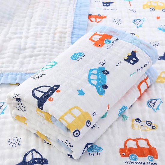 Zachte 6-laags Katoenen Musselin Deken voor Baby's - 110 x 110 cm - Uniseks - Ideaal als Wikkeldeken, Badhanddoek of Kinderdeken van Little Dutch