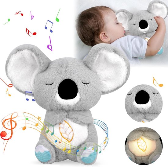 Zachte Ademhalende Knuffel met Muziek en Licht - Rustgevend Speelgoed voor Baby's en Jonge Kinderen
