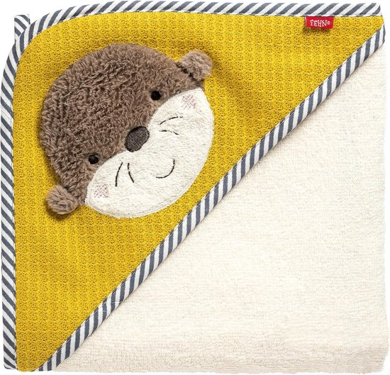 Zachte Baby Badcape met Capuchon en Otter Motief - Absorberende Hydrofiele Omslagdoek voor Baby's en Peuters van Merkloos