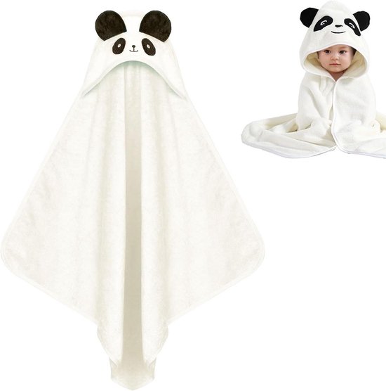 Zachte Baby Badjas met Capuchon en Panda Motief - Absorberende Handdoek voor Baby's 0-3 Jaar van Merkloos