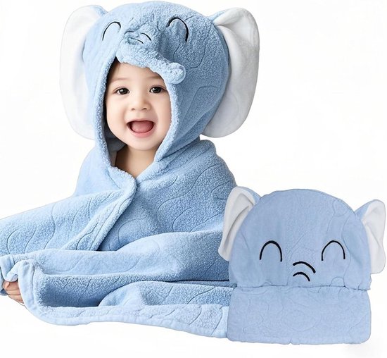 Zachte baby badstof met capuchon, dierenprint, 68,5 x 141,5 cm, super absorberend