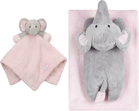 Zachte Baby Deken en Knuffel Olifant Troostdekentje Set Roze van Merkloos