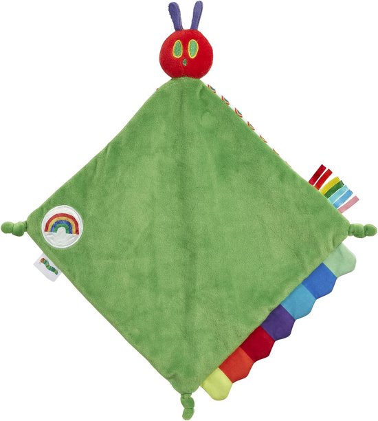 Zachte Babydekbed met Regenboog en Rups - Sensorische Comfortdeken met Textuur Labels