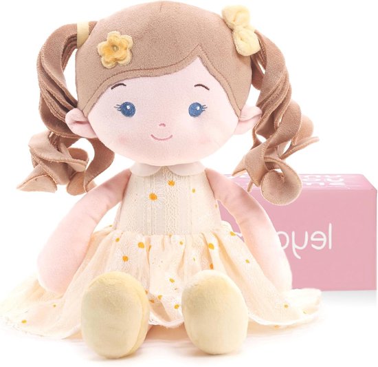 Zachte Babypop - Lappenpop Peuters - Knuffel Vriend - Voor Altijd Samen - 16 Inch - Daisy Girl Geel