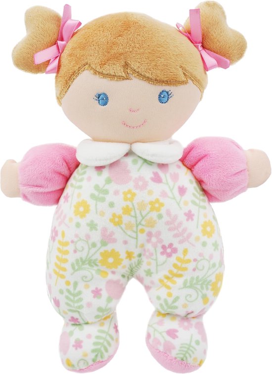 Zachte Babypop van Pluche met Rammelaar voor Pasgeborenen, 23 cm