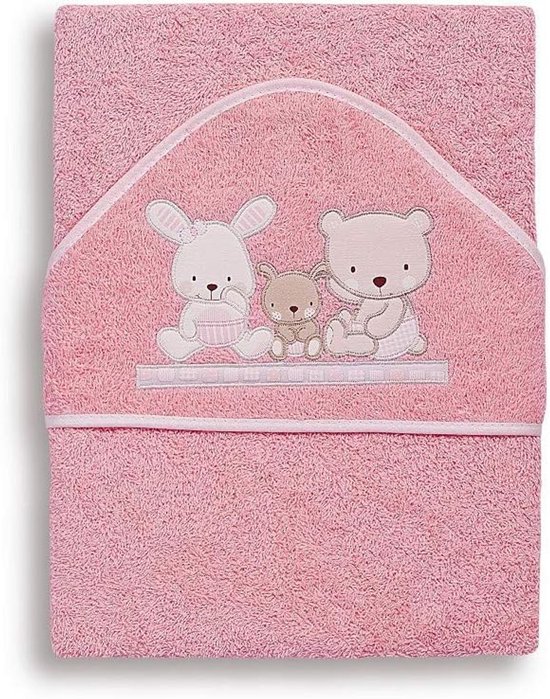 Zachte Badhanddoek met Capuchon voor Baby's van 100% Katoen - Roze