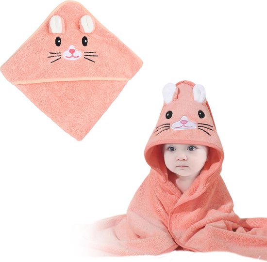 Zachte badhanddoek met capuchon voor peuters en pasgeborenen - 80 x 80 cm, absorberend en comfortabel