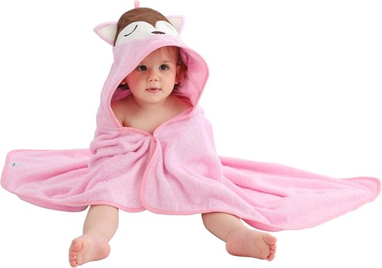 Zachte Bambo Lief Dier Badcape Met Capuchon - Absorberende Babyhanddoek