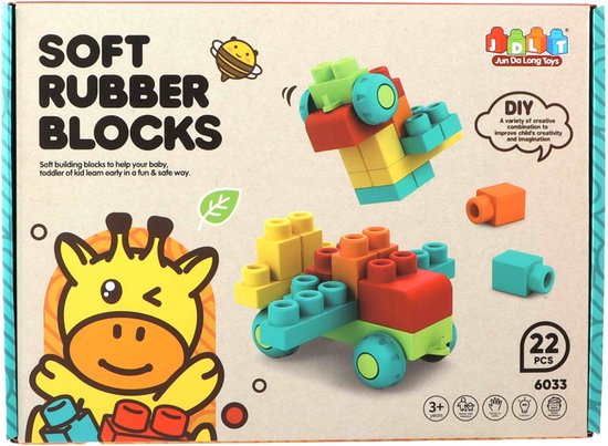 Zachte Blokkenset - Rubber - 22-delig - Vanaf 3 Jaar van $