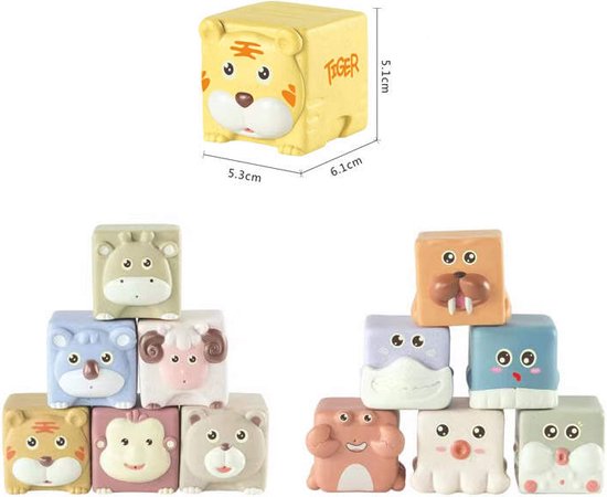 Zachte bouwblokken voor baby's en kinderen 12 stuks - badspeelgoed - stapelblokken - speelgoed 1 jaar - speelgoed 2 jaar van Toddys by Siku