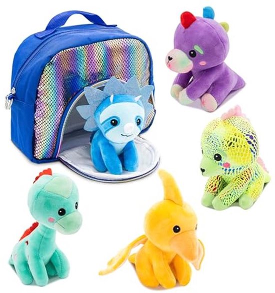 Zachte Dinosaurus Pluche Dier met Draagtas - Schattige Knuffelset voor Kinderen van Merkloos