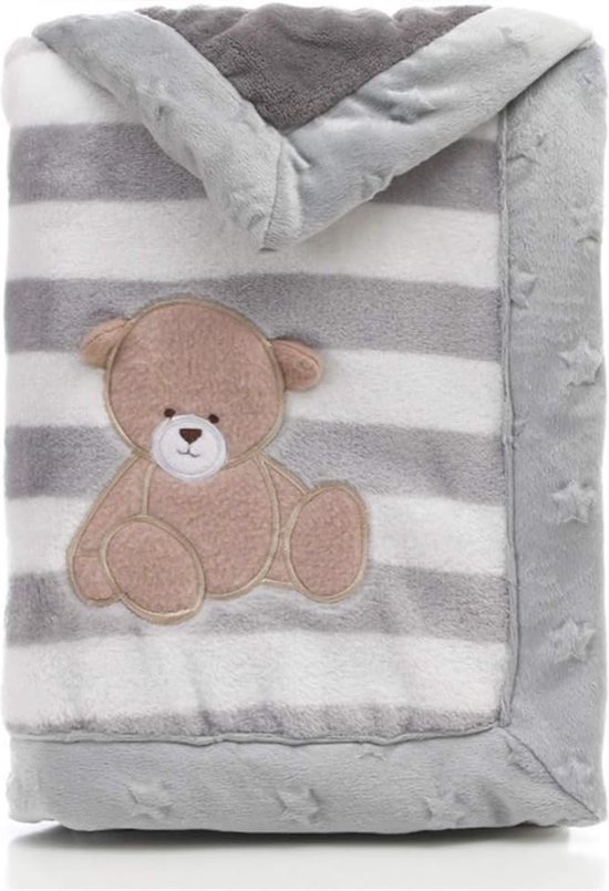 Zachte Dubbellaags Flanellen Babydeken met Warme Strepen en Pluche Comfort van Little Dutch