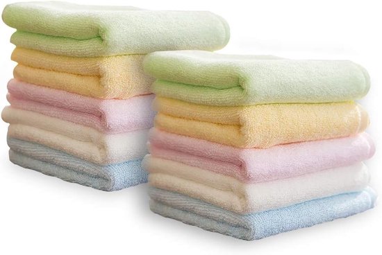Zachte en kleurrijke washandjes voor baby's en kinderen, multifunctioneel, 25 x 25 cm, 10 stuks van bamboevezels van Merkloos