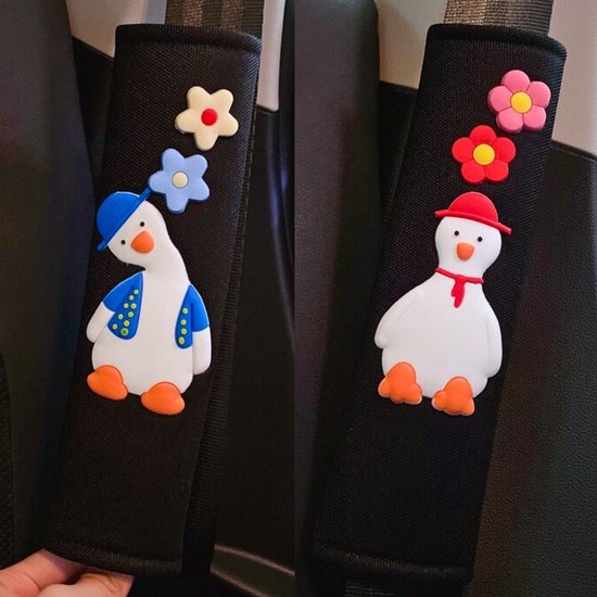 Zachte Gordelbeschermers - Geschikt voor Kinderen - Set van 2 Gordelhoezen - Zachte Gordel Hoes Beschermer - Eenden / Ganzen - Auto Accessoires van YIHATA