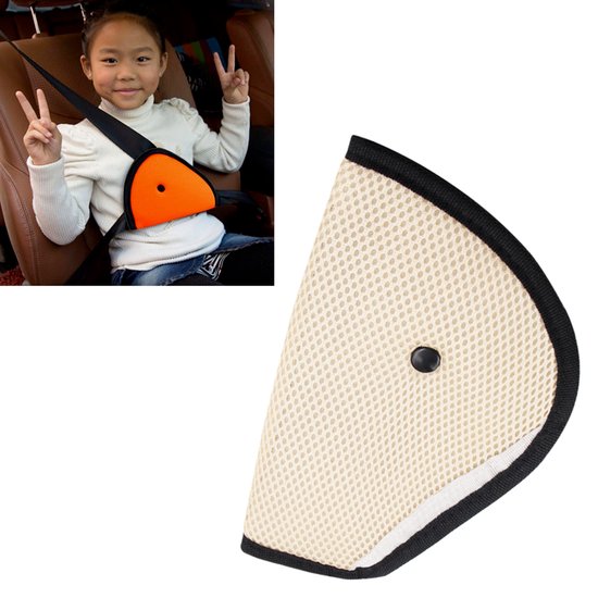 Zachte Gordelspanner voor Kinderen Beige - Gordelbeschermer Tegen Snijden in de Nek - Gordelclip Gordelversteller Gordelverlenger Gordelklem voor Kinderen van DREAMZZZ