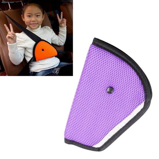Zachte Gordelspanner voor Kinderen Paars - Gordelbeschermer Tegen Snijden in de Nek - Gordelclip Gordelversteller Gordelverlenger Gordelklem voor Kinderen van Woollip