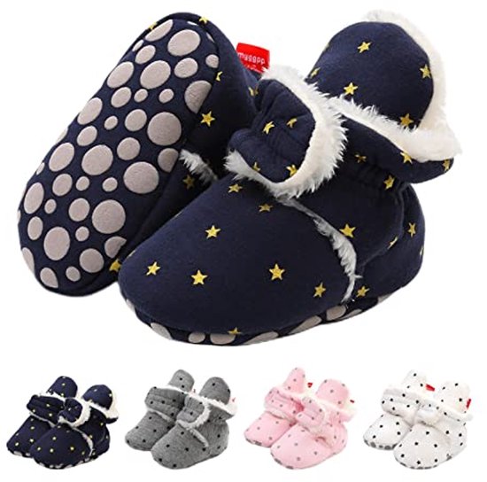 Zachte katoenen baby booties voor 0-18 maanden – antislip en comfortabel