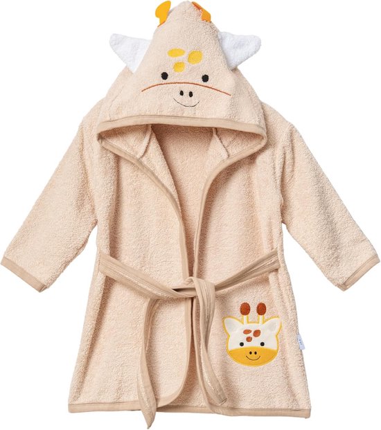 Zachte Katoenen Babybadjas met Capuchon en Giraffenprint - Absorberend en Huidvriendelijk