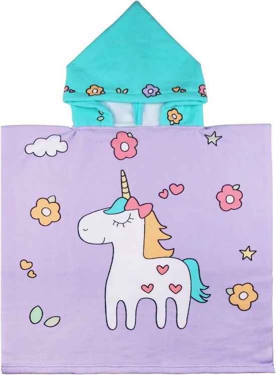 Zachte Kinderbadjas met Capuchon - Absorberende Pony Strandponcho voor Jongens en Meisjes