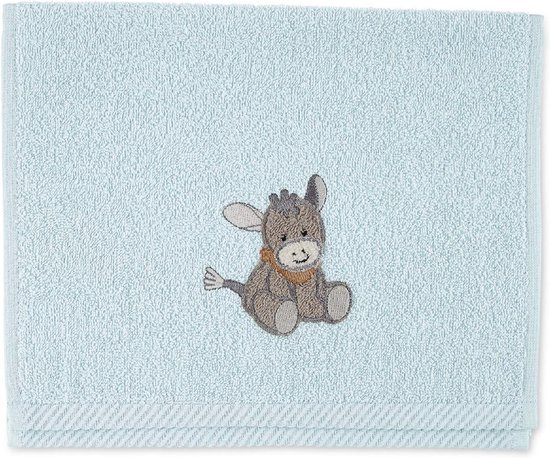 Zachte Kinderhanddoek Ezel Motief - 50 x 30 cm, Lichtblauw