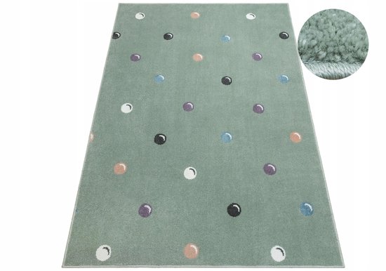 Zachte Kinderkamer Vloerkleed Groen Stippen 100x200 cm