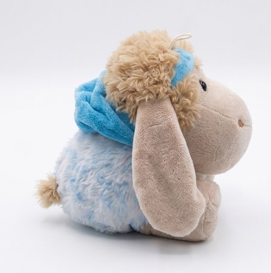 Zachte knuffel schaap met hemelsblauw kleurenthema - 30 cm.
