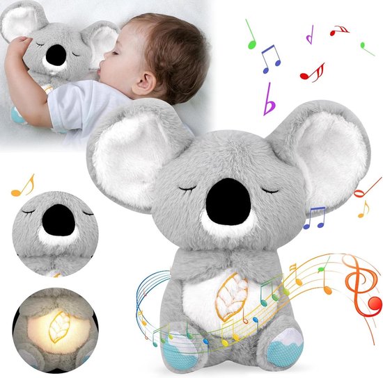 Zachte Knuffel - Slaapgenoot - Baby Kalmeren - Ademhalingsbeweging - 29x20.5x10cm - Grijs