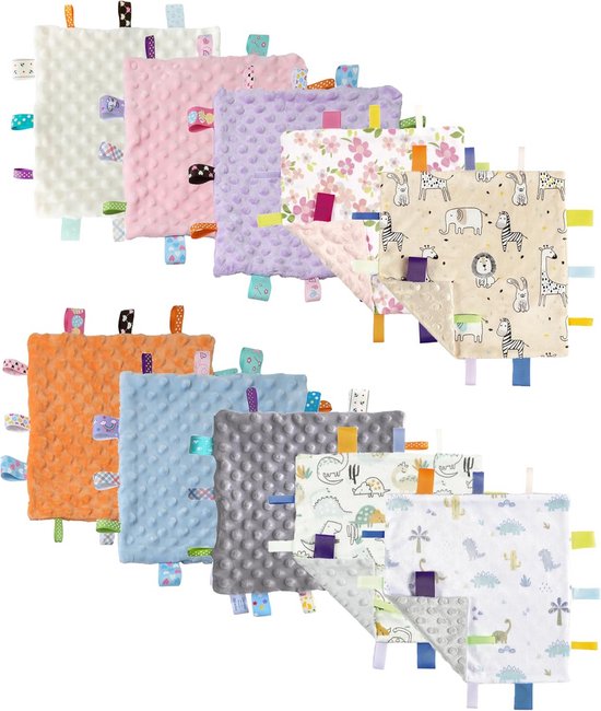 Zachte Knuffeldeken met Labels voor Baby's en Kinderen - Veilig en Sensorisch Speelgoed van Merkloos