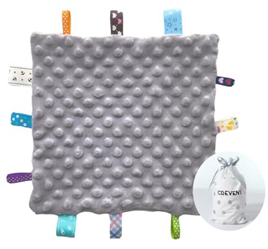 Zachte knuffeldoeken voor baby's - Sensorische troostdekens voor meisjes - Perfect cadeau voor verjaardagen en babyshowers - 25,4 x 25,4 cm - Grijs