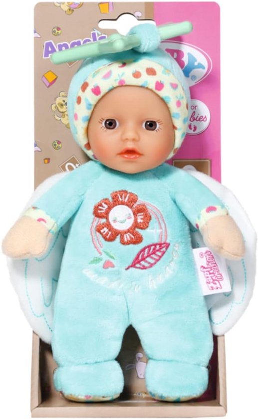 Zachte knuffelpop met rammelaar voor pasgeborenen - 30 cm ideaal babypresentje van Merkloos