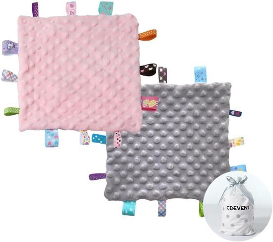 Zachte Kwaliteit Knuffeldoek & Troostdeken voor Baby's - Sensorisch Speelgoed cadeau - Roze en Grijs