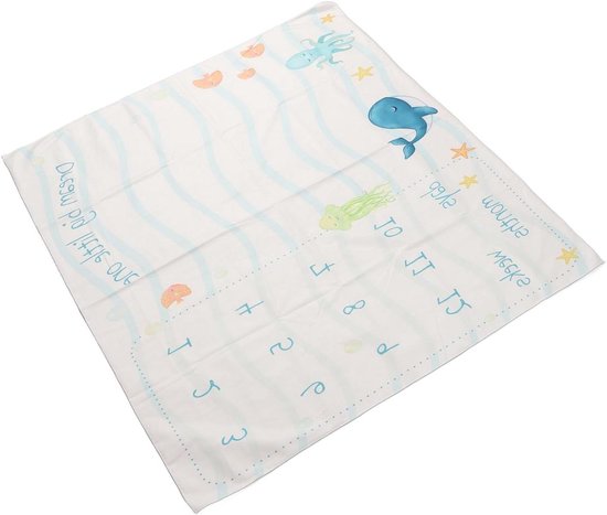 Zachte Maandelijkse Mijlpaaldeken voor Baby, Zeedierenpatroon, Thuisfeest, 39,4 x 39,4 inch van Merkloos