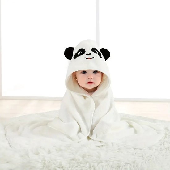 Zachte Microfiber Babybadcape met Capuchon - Panda Ontwerp - Absorberend en Ademend - Ideaal voor Douches, Inbakeren en Kinderwagenhoezen - Geschikt voor Kinderen 0-3 Jaar - 80x80 cm van Hooded Towel World