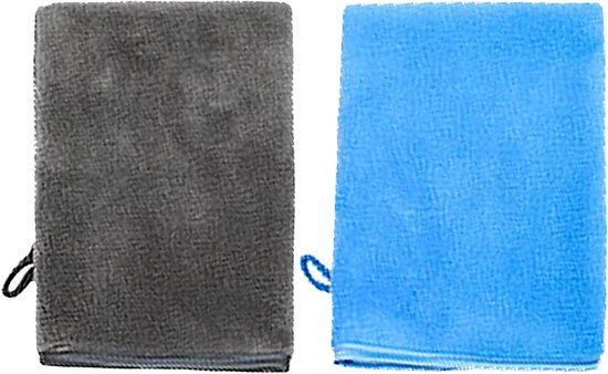 Zachte microvezel gezichtsdoeken, herbruikbare washandjes voor baby en volwassenen, 15 x 20 cm (Grijs en Blauw)