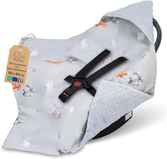 Zachte Minky Wiegdekens & Voetenzak voor Maxi Cosi en Kinderwagen - 90x90 cm