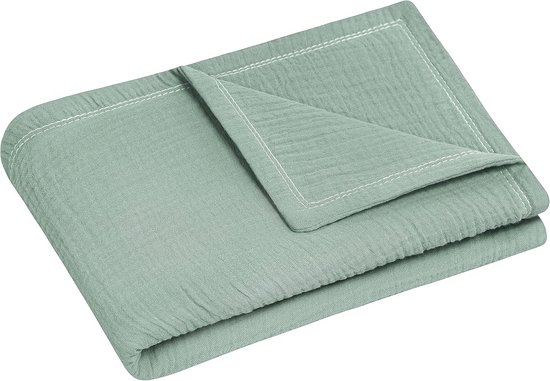 Zachte Muslin Knuisdekentje Groen 70x100 cm - 100% Katoen - Gemaakt in Duitsland